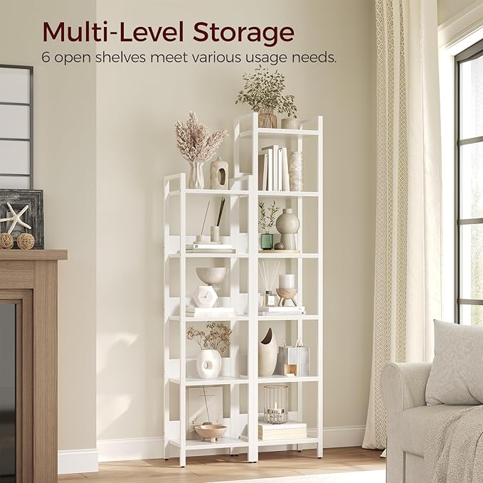 MAHANCRIS Bookshelf, 6-Tier Bookcase, Standing Book Shelf