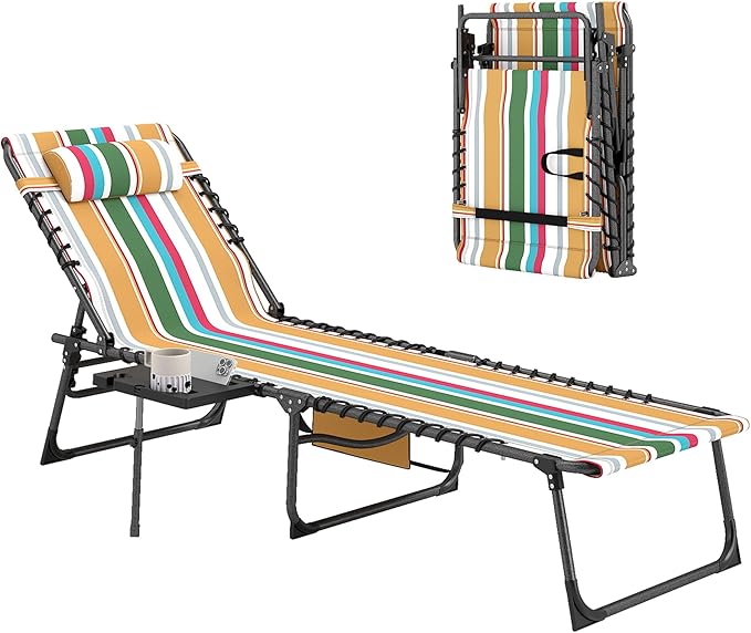 Outsunny Folding Chaise Lounge Chair Outdoor Tanning Chair
