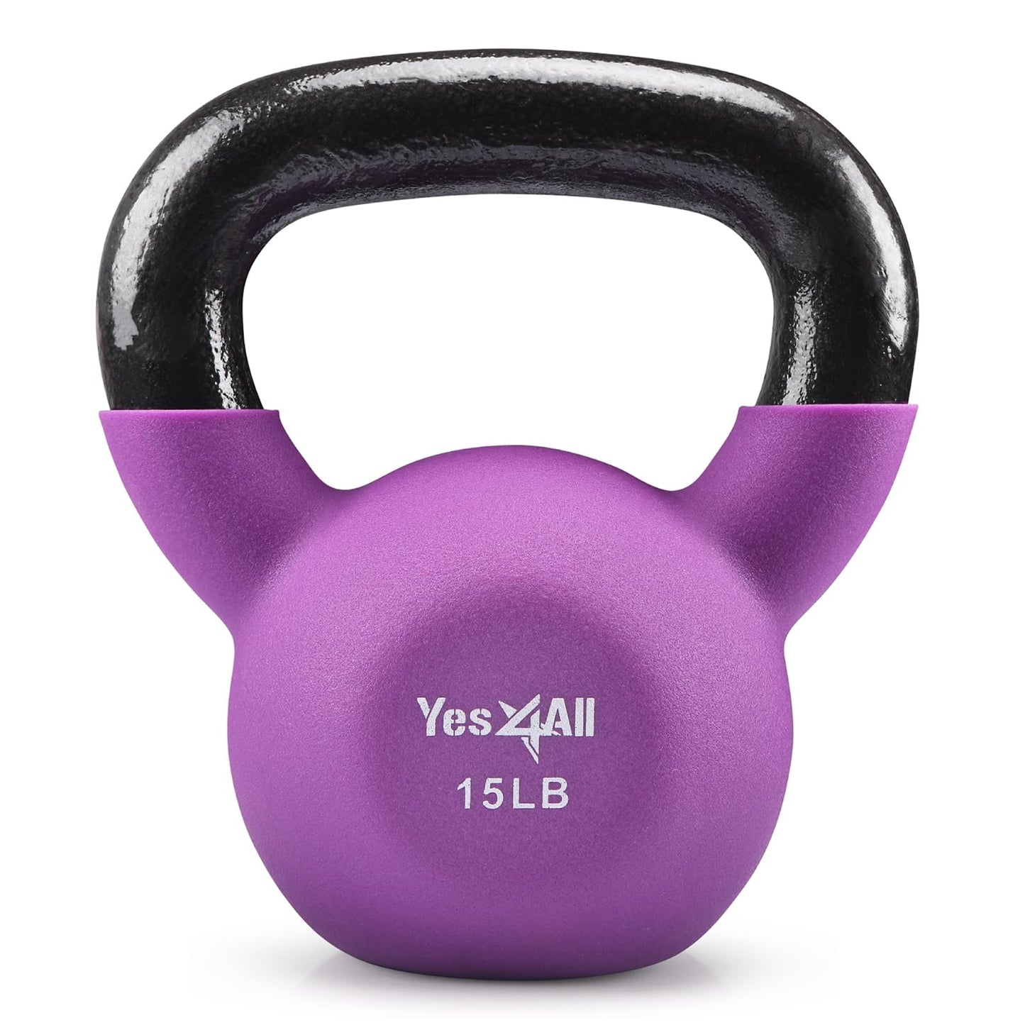 Yes4All Kettlebell, 5-65 LB Neoprene Coated Cast Iron Kettlebells, Wide Grip Handle & Flat Bottom for Swings, Squats, Deadlifts, Push Ups & Full Body Training at Home Gym - Single & Set