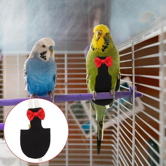 POPETPOP Washable Reusable Bird Diaper Suit Lightweight Parrot Flight Clothes with Breathable Cotton Fabric and Decorative Bow for Budgies Cockatiels