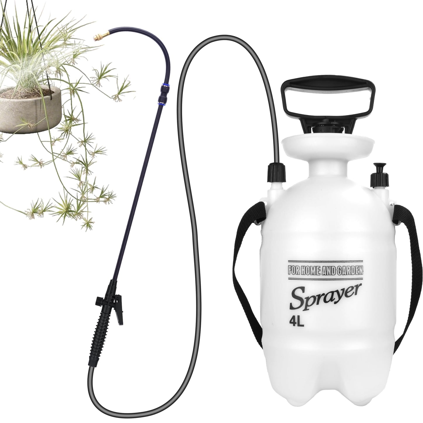 4L Watering Can for Hanging Plants, Adjustable 360° Flexible Nozzle Long Reach Plant Watering Sprayer, No Battery Needed, with Shoulder Strap for Indoor Garden High Plants & Hard-to-Reach Areas