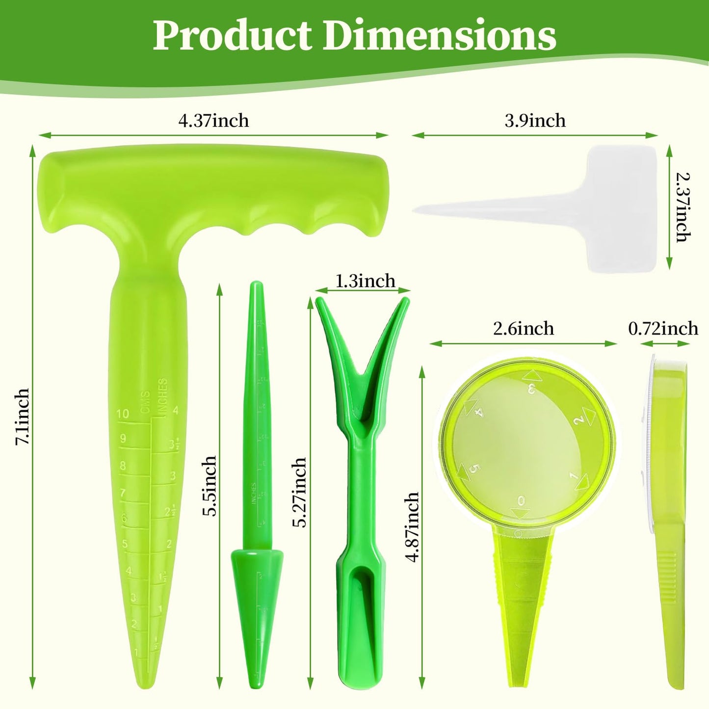 DRAINJH Mini Seed Spreader, 19 Pcs Seed Planter Tool Dispenser for Small Seeds, Hand Seeder Spreader with Plant Labels, Ergonomic Plastic Dibber Garden Tool and Gloves for Lawns