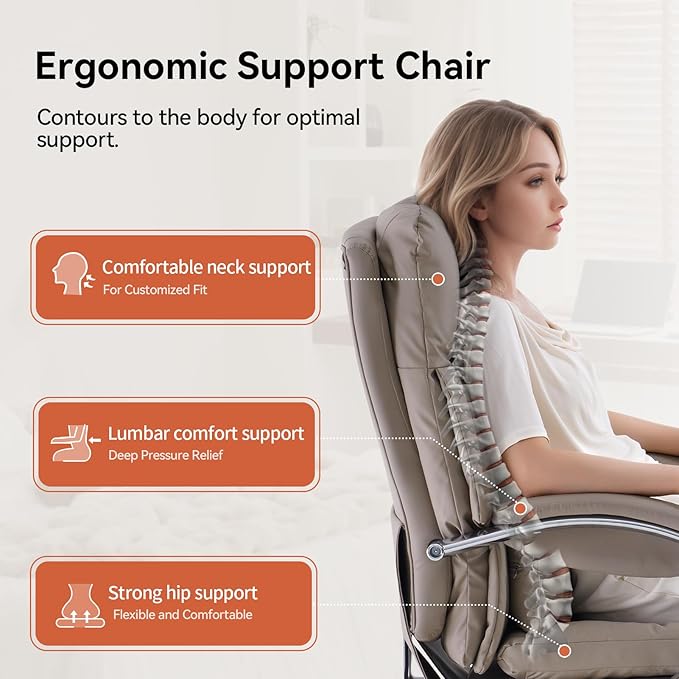 LEAGOO Office Chair with Foot Rest, Executive Reclining Office Chairs with Arms