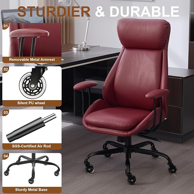 E-Motie Office Chair, Leather Desk Chair