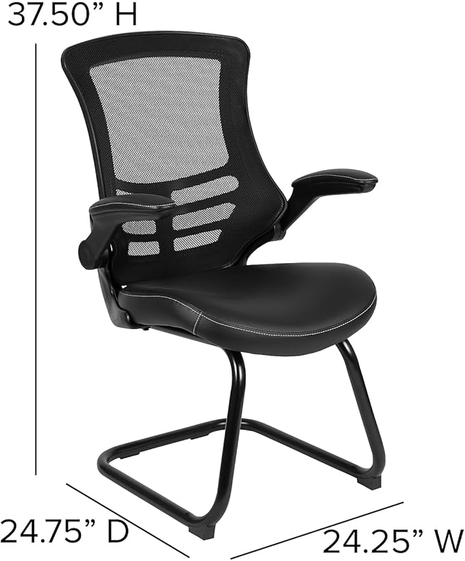 Flash Furniture Kelista Black Mesh Sled Base Side Reception Chair