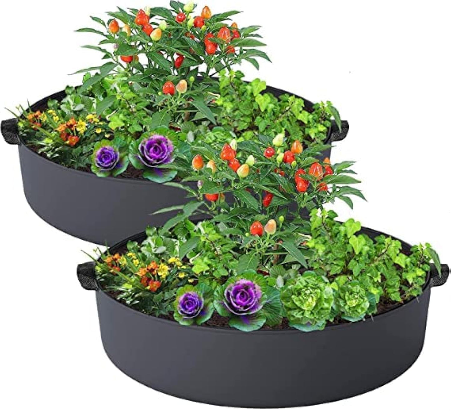 ZtohPyo 2-Pack 15 Gallon Grow Bags,Round Fabric Raised Garden Beds with 2 Handles,Durable Garden Planter Cloth Pots Container to Grow Vegetables for Outdoor Plants