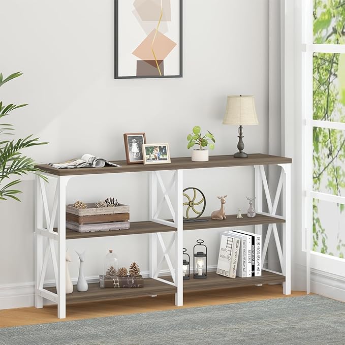 LVB Farmhouse Entryway Table, Industrial Wood Sofa Table
