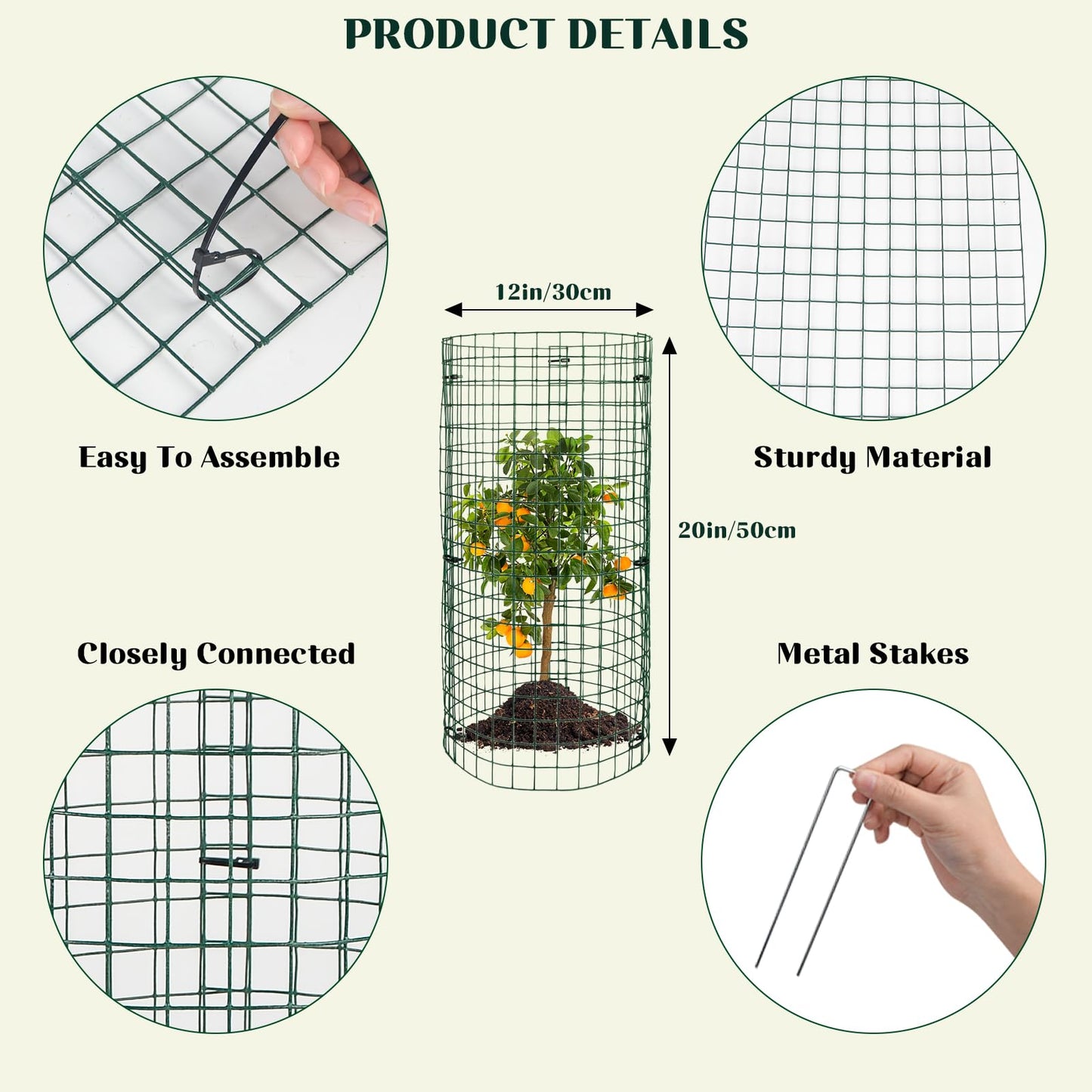 succulentlovers 10 Sets 20"x 12" Wire Plant Protector from Animals, Plant Protector Cages with Zip Ties & Stakes, Garden Plant Protectors Chicken Wire Plant Covers for Flower and Vegetables Protection