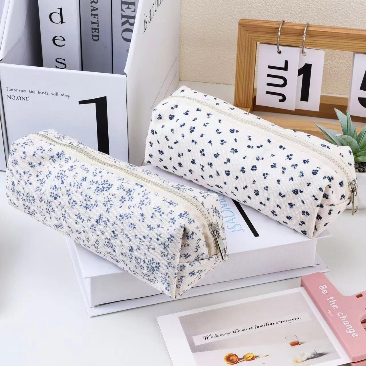 OZAOZ Cute Pencil Case Aesthetic Student Pencil Pouch Coin Pen Pouch Cosmetic Bag Office Stationery Organizer For Kids Teen School (Z-Red floral)