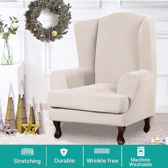 Turquoize Wingback Chair Covers 2 Piece Wing Chair Slipcover Stretch Slipcovers