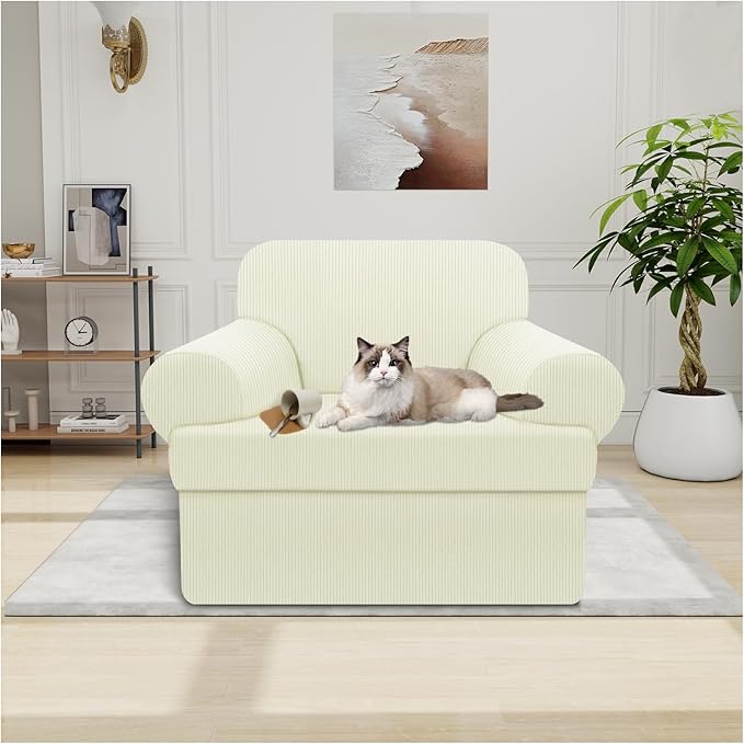 Waterproof Chair Cover with Arms 2-Piece Set Striped Slipcover