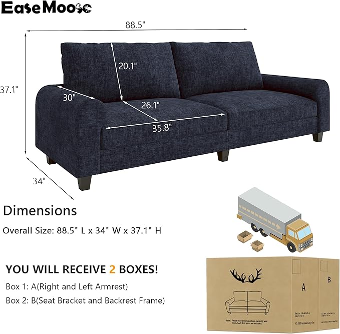 EASE MOOSE 88.5" Chenille Loveseat Couches