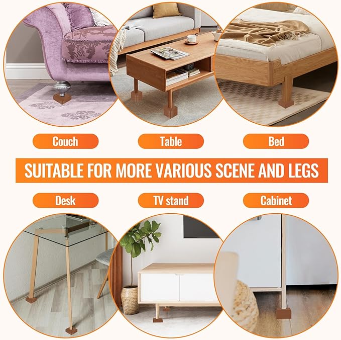 shouwuhho Furniture Risers, 4 Pack Bed Risers
