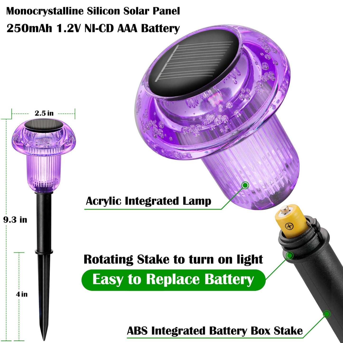Priddop Solar Halloween Lights Outdoor 8 Pack Waterproof Purple LED