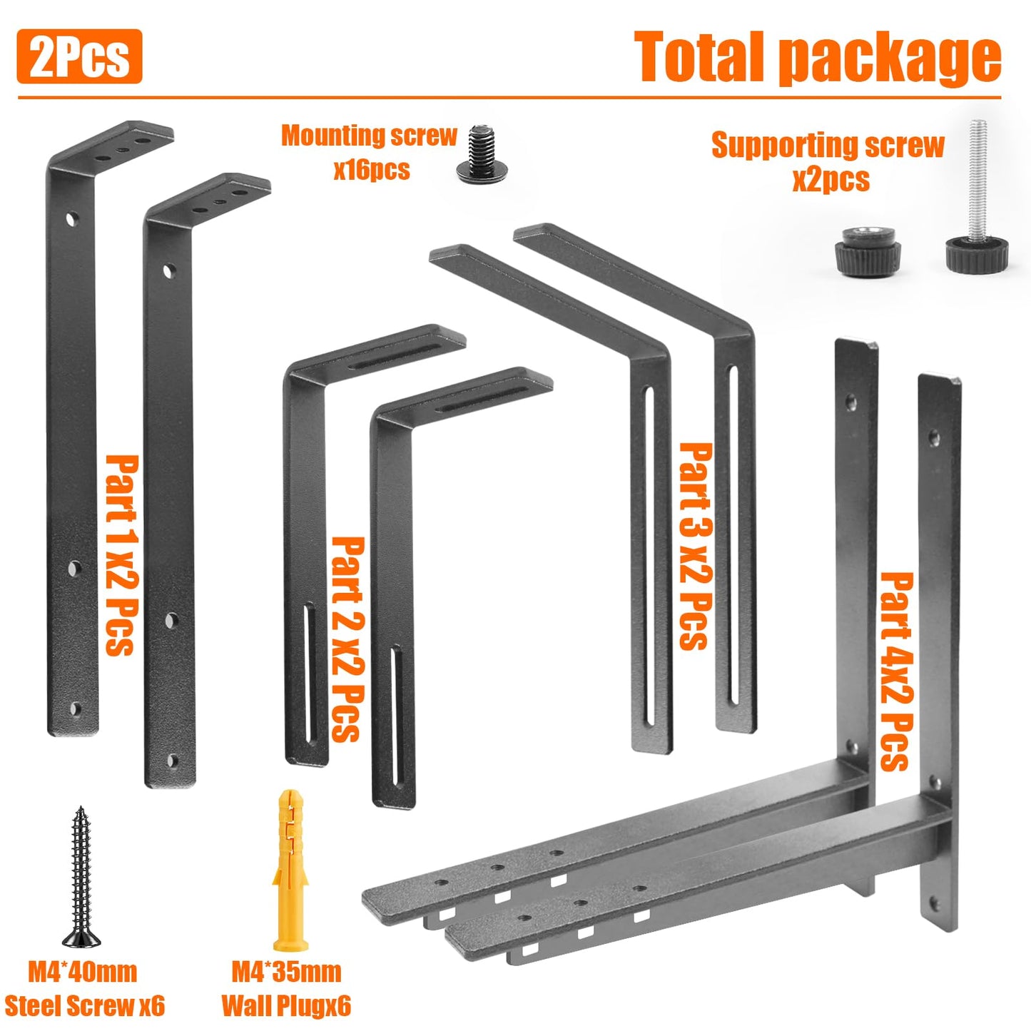 ZUIWAN 2 Pcs Adjustable Railing Planter Boxes Brackets,Heavy Duty Iron Window Box Planters Holder Outdoor for Railings,Windowsill,Patio,Deck,Garden,Balcony,Fence,Wall,Porch,Black