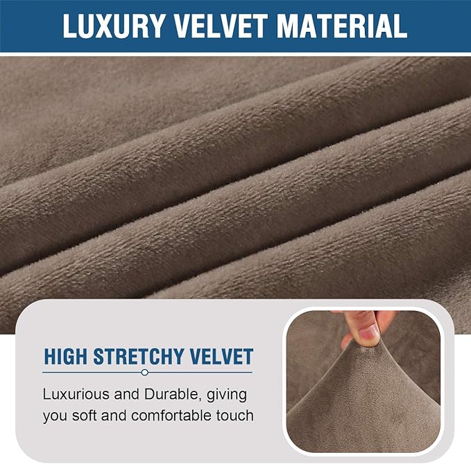 H.VERSAILTEX Armless Accent Chair Covers Thick Velvet Armless Chair Slipcovers