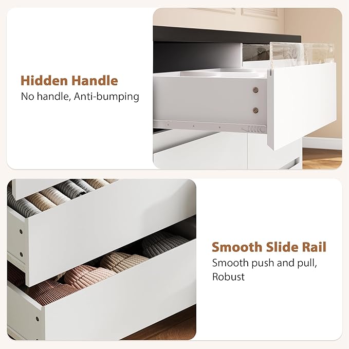 Jocoevol Modern LED 6 Drawer Dresser