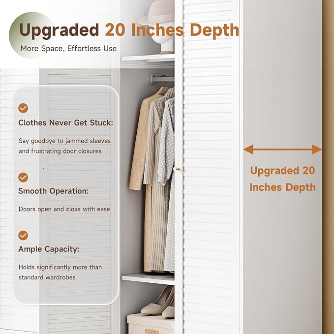Letaya Armoire Wardrobe Closet, Hanging Rod Clothing Storage Cabinets