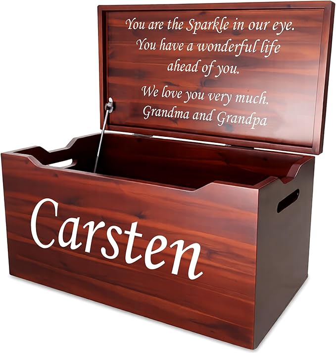Personalized Engraved Name, Fully Assembled, Solid Wood Storage Trunk