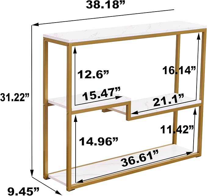 loglus Console Table for Entryway, Faux Marble MDF Sofa Table