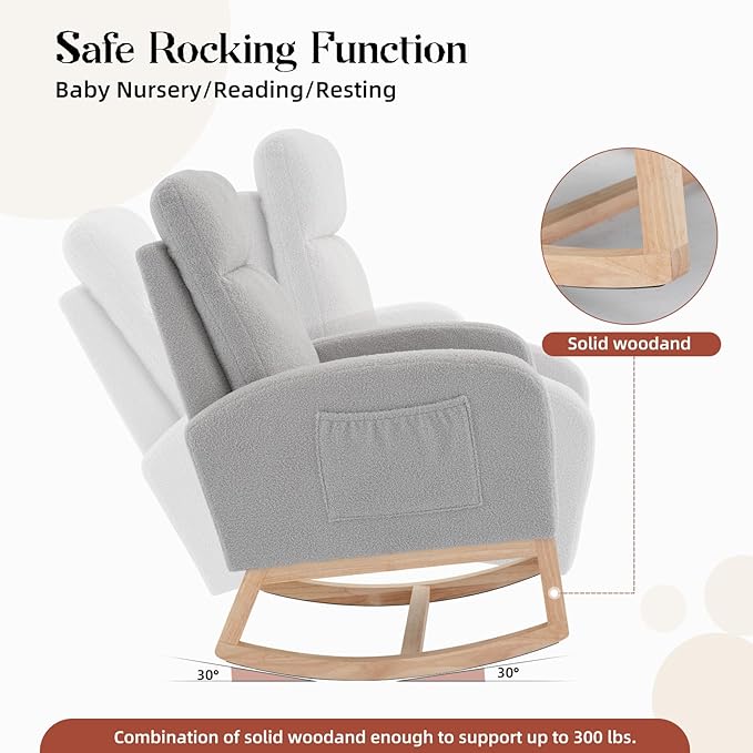 GAOMON Rocking Chair Glider for Nursery, Comfy Rocker Nursery