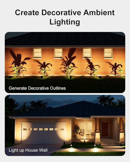 Solar Power Spot Lights Outdoor Waterproof for Christmas Decorations, Flag, Tree, Wreath, Santa Claus, Snowman, Bright LED Landscape Lamp Uplights for Outside Garden, Yard, Patio, Sidewalk,Warm White