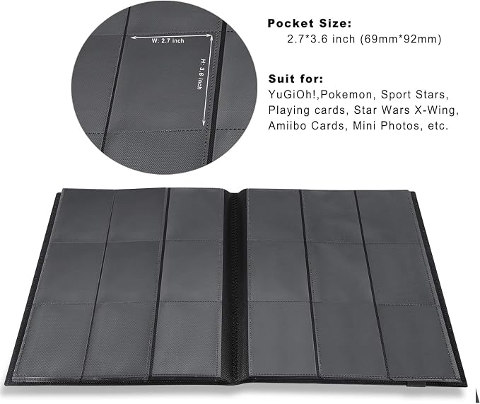 Trading Card Album Holder 360 Pockets, AITIME Side Loading PP Pockets Sleeves, Cards and Coupons Protector Storage Book (Blue)