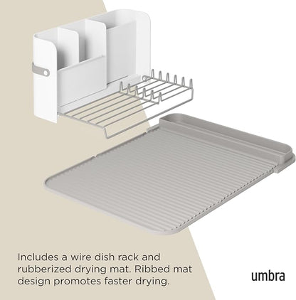 Umbra Sling Compact Dish Rack for Drying Dishes, Cutlery and More, Folds Away for Compact Storage