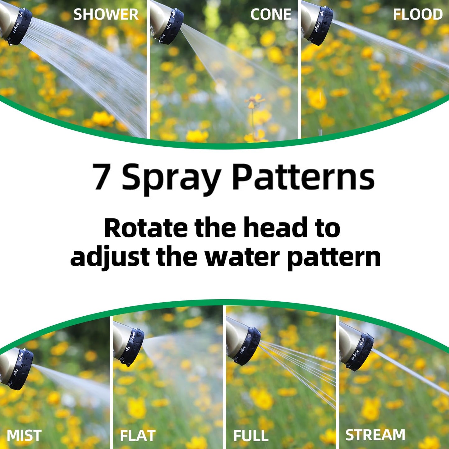 Metal Garden Hose Nozzle with 8 Spray Patterns, Full Shower Sprayer Nozzle with Thumb Control for Outdoor Lawn & Plant Watering, Car & Pet Washing, Red