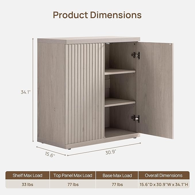 SICOTAS Buffet Cabinet with Storage Accent Sideboard Modern Credenza with Doors