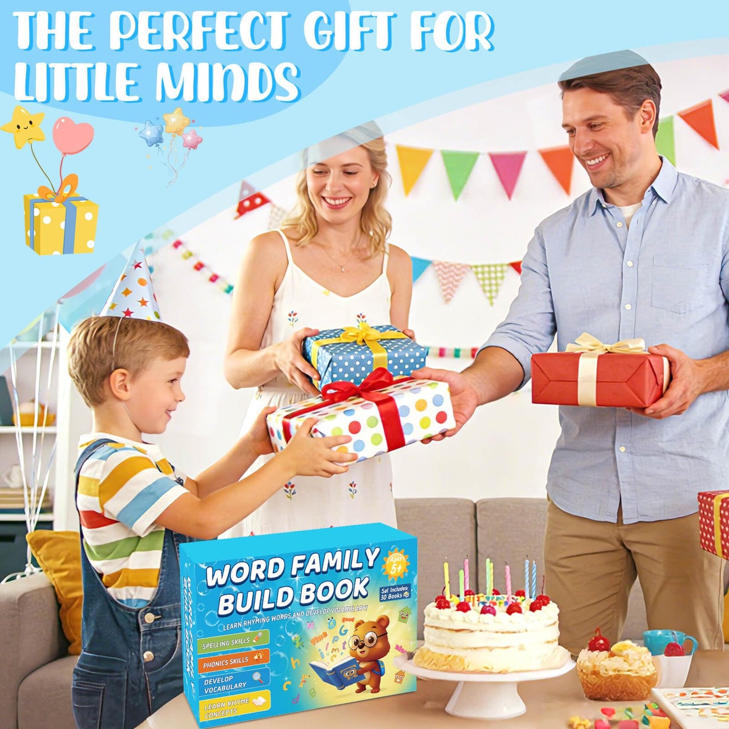 YOTOY 30 Read and Rhyme Flip Books, Word Family ABC Vocabulary Flashcards, Phonics Flash Cards, Kindergarten Sight Word - Learn to Read Activity Games, Toys for Kids Toddlers Ages 2 3 4 5 8 Years Old