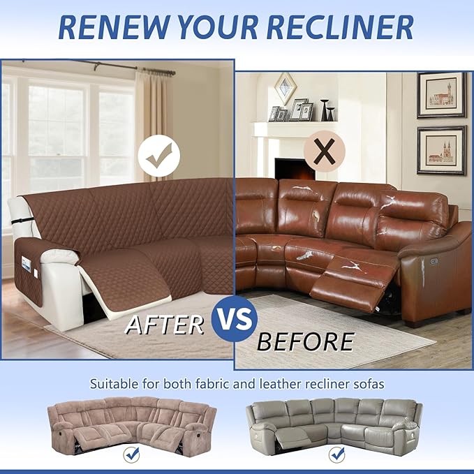 Arfntevss Recliner Sectional Couch Covers 1OO% Waterproof L Shape Sofa Cover
