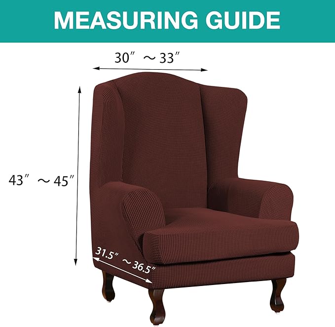 Turquoize Wingback Chair Covers 2 Piece Wing Chair Slipcover Stretch Slipcovers