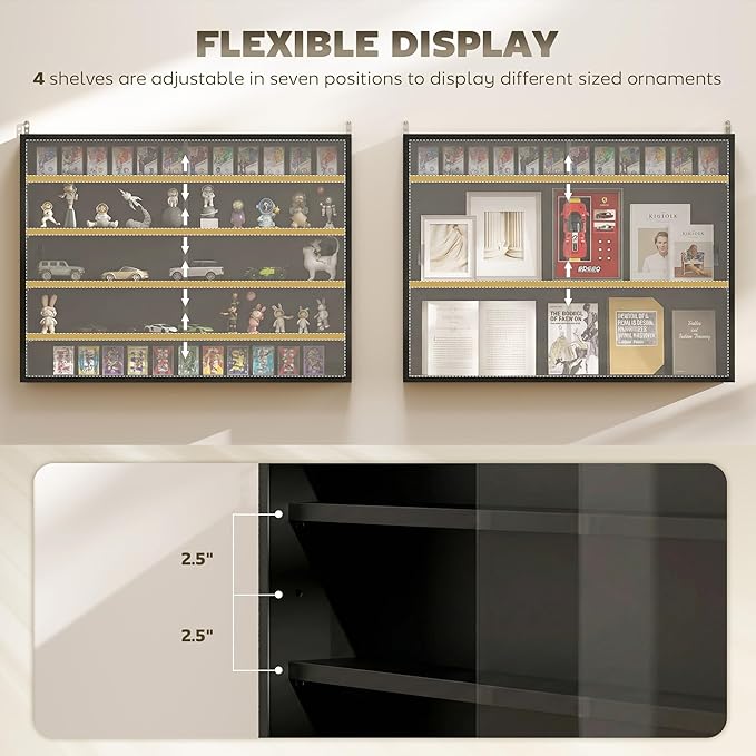 HOMCOM 5-Tier Display Cabinet, Glass Door Cabinet