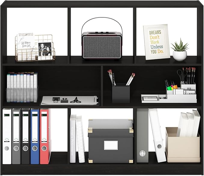Furinno DALY Book Shelf, 8-Cube Bookshelf, Horizontal Cube Storage Organizer