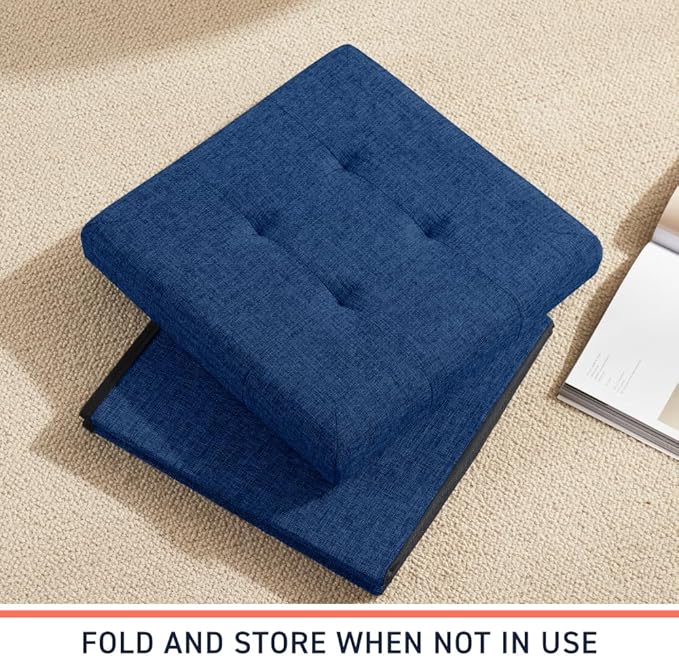 Ornavo Home 2 Pack 15 Inch Folding Storage Ottoman