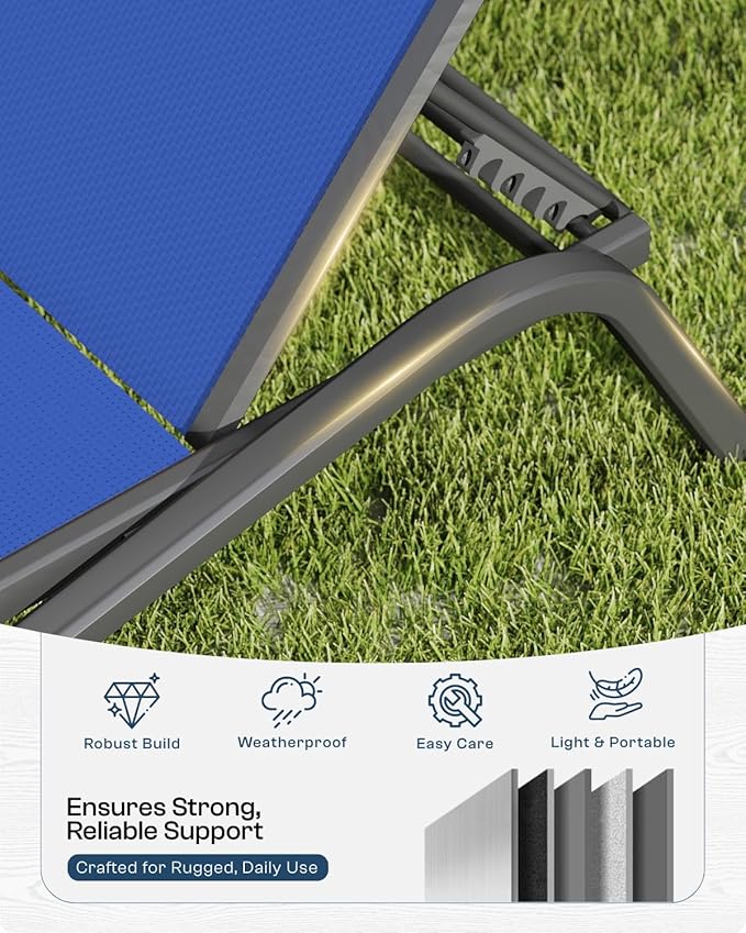 Patio Chaise Lounge Chairs Set of 6, All-Weather Aluminum Pool Loungers