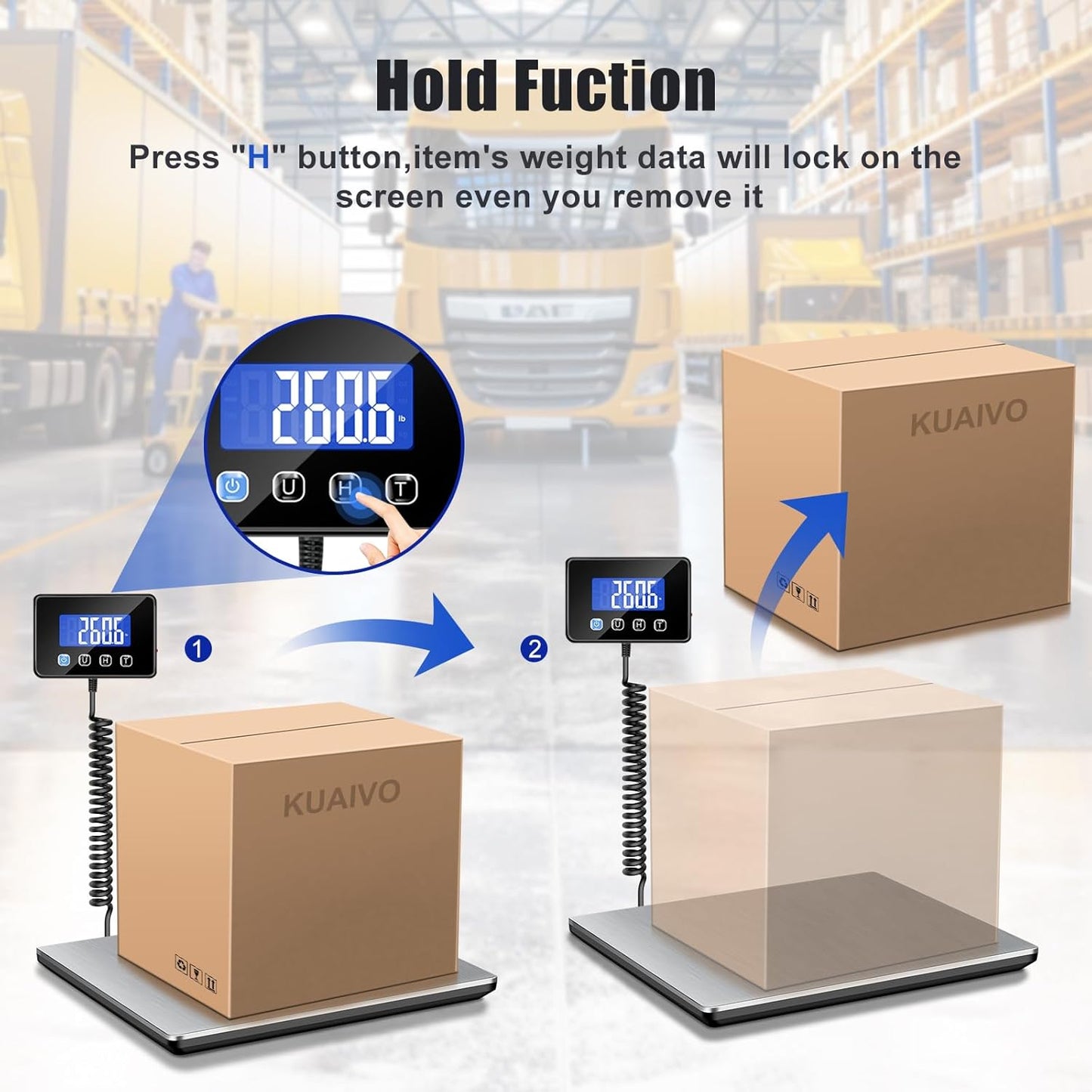 Shipping Scale, 660lbs Heavy Duty Digital Postal Scale for Packages, 0.35oz High Accurate Postage Scale for Small Business, Luggage, Home Use, Battery & Charging Cable Include