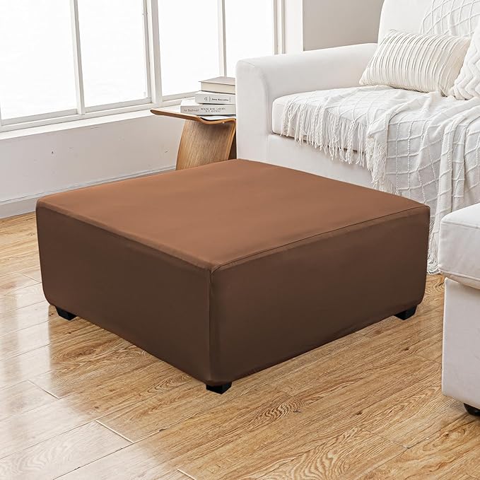 Super Stretch 40x40x15 inch Square Ottoman Cover- Soft Form Fit Ottoman Cover