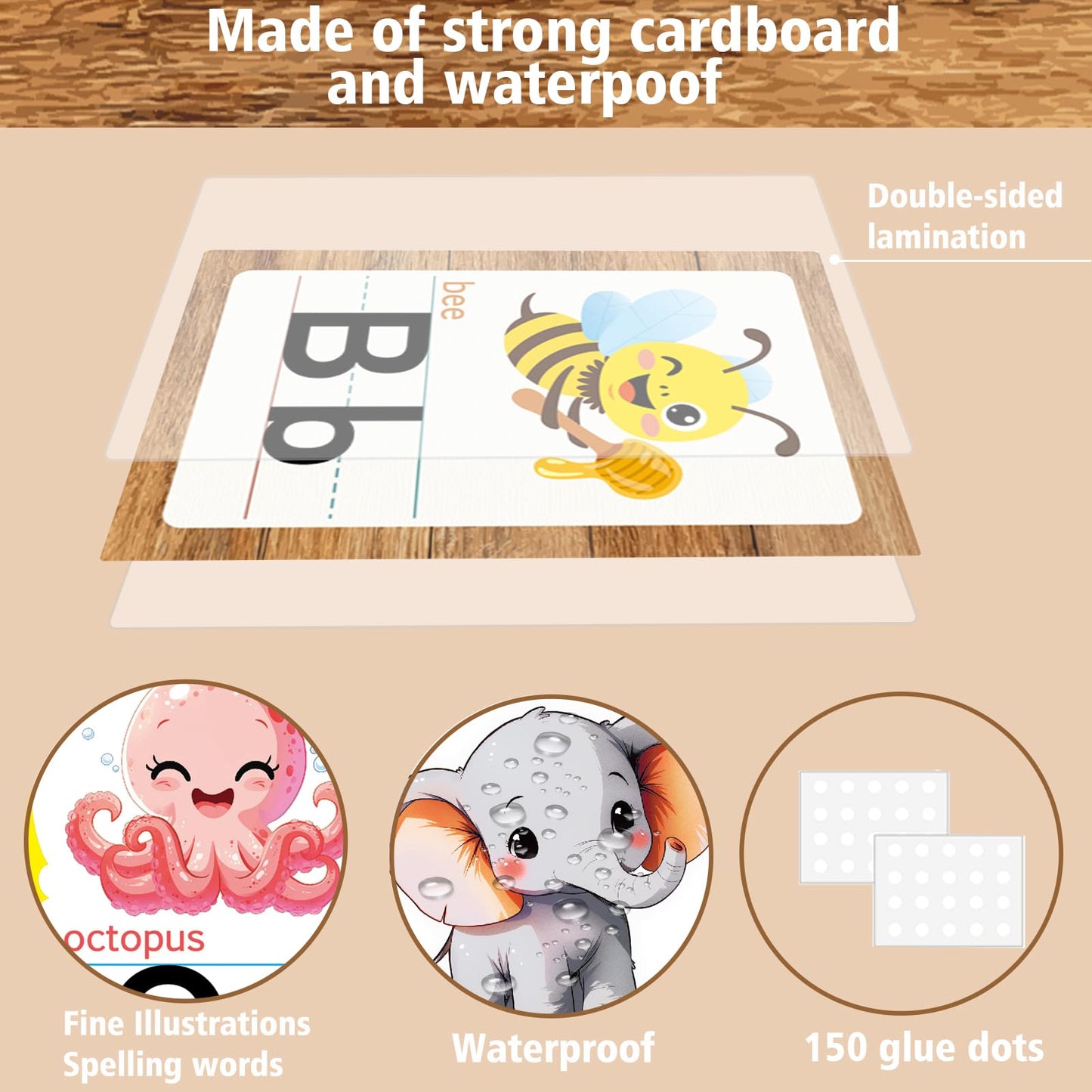 Adduster Alphabet Letters for Wall - ABC Alphabet Poster Classroom Wall Alphabet Alphabet Wall Chart Kindergarten Elementary Classroom Wall Decor Daycare Homeschool Supplies (Brown)