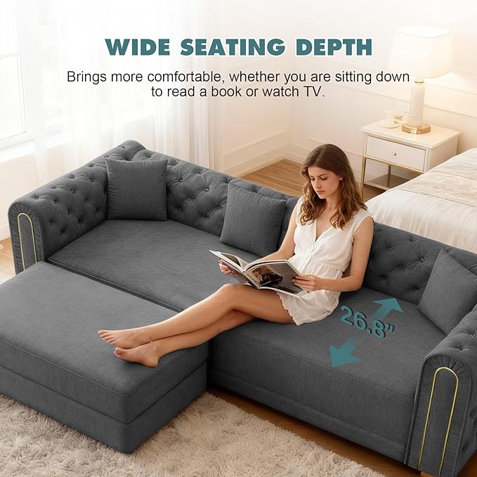 90.6'' Velvet Folding Floor Sofa Bed