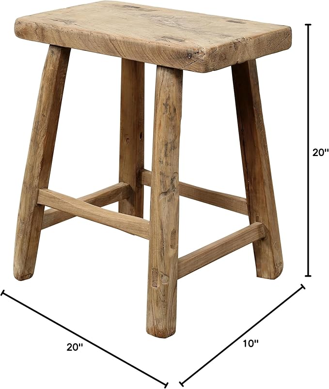 Artissance Rustic Wooden Stool – Handmade Reclaimed Wood Stool, Vintage