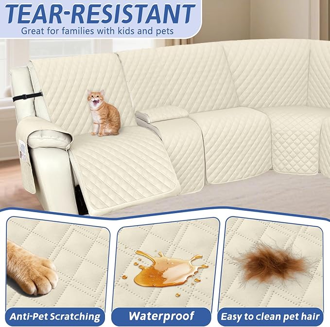 Arfntevss Recliner Sectional Couch Covers 1OO% Waterproof L Shape Sofa Cover