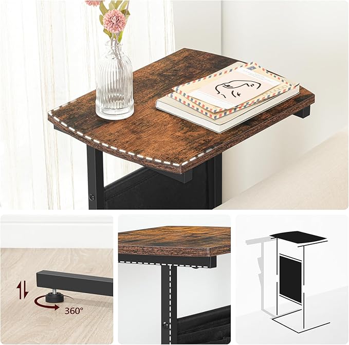 HOOBRO C Shaped End Table, 28.3" Side Table