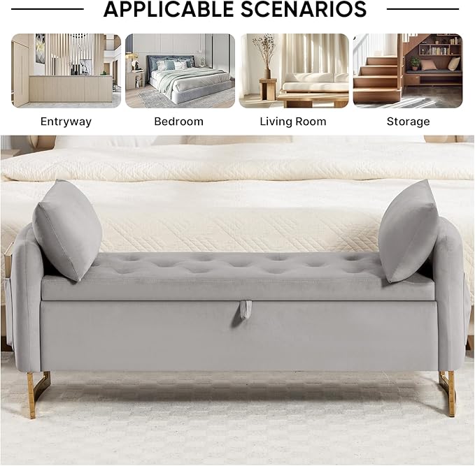 48" End of Bed Bench, Modern Storage Benches