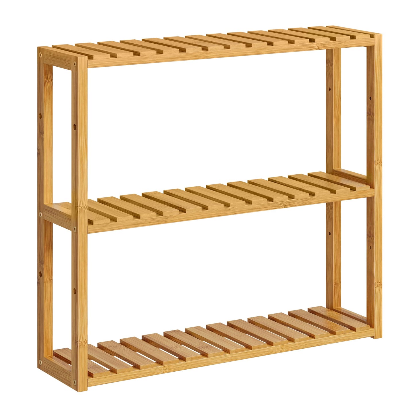 SONGMICS Bamboo Bathroom Shelf, 3-Tier Adjustable Plants Rack, Wall-Mounted or Stand, in the Living Room, Balcony, Kitchen, 5.9 x 23.6 x 21.3 Inches, Natural UBCB13Y