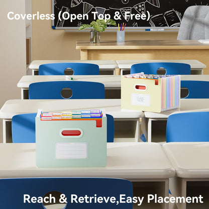 ThinkTex Accordion File Organizer, 12 - Pocket Expanding File Folders Upright & Open Top,for Paper Receipts, Bills&Taxes Organizer, Letter/A4 Size for School, Office, Home with Colorful tab-Sage Green