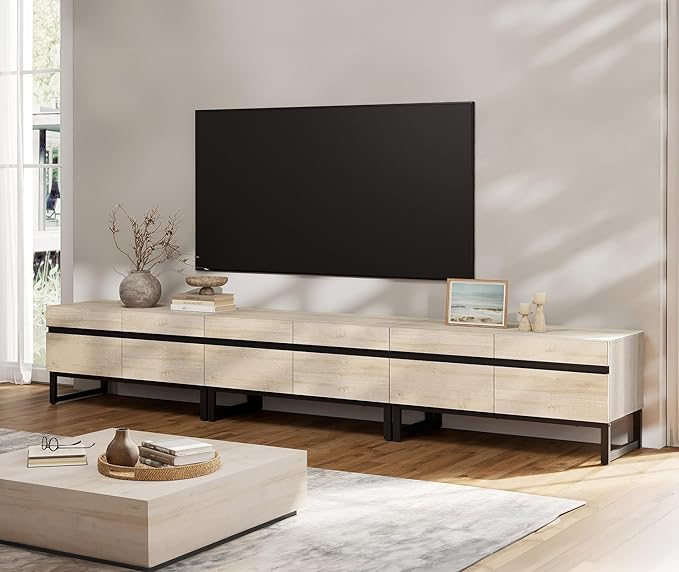WAMPAT Modern TV Stand for 32-110 Inch TVs, Wood Entertainment Center