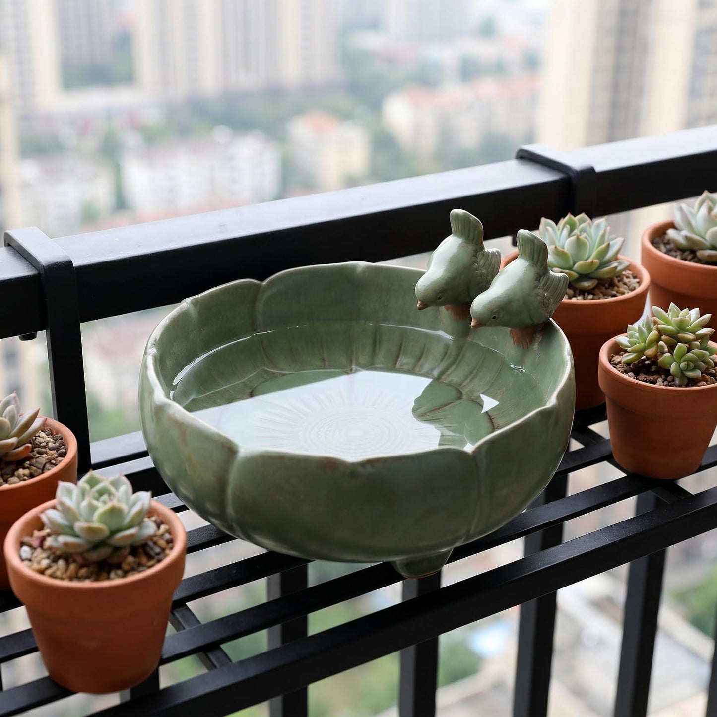 Lxdzsm Ceramic Bird Bath – 5.9” Birdbath Bowl Only, Small Bird Bath & Bird Feeder, Bird Water Bowl for Ground Bird Bath, Bee Bath, Ceramic Bird Baths for Outdoors, Garden Courtyard Decoration
