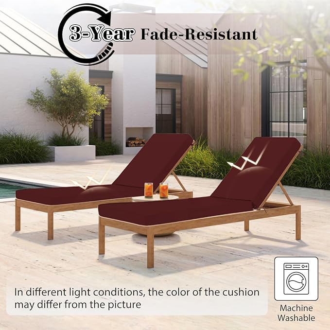 Chaise Lounge Cushions Outdoor, 4 Adjustable Ties Lounge Chair Cushions